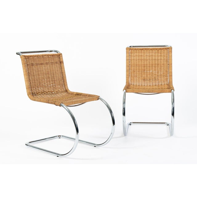 Mid-Century Modern Mies Van Der Rohe Mr10 Cane and Chrome Cantilever Dining Chairs for Stendig, Bauhaus Pair For Sale - Image 3 of 18