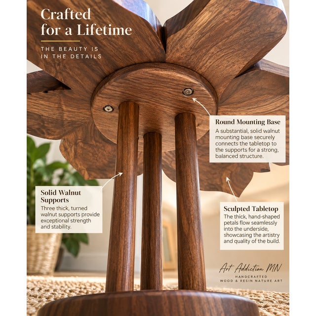 Butterfly Garden — Original Black Walnut Art Table For Sale In Minneapolis - Image 6 of 9