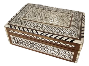 Mid 20th Century Indo Persian Micro-Mosaic Inlaid Wooden Trinket Box