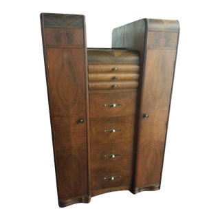 1930's Art Deco Waterfall Armoire For Sale