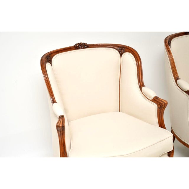 Wood Vintage French Walnut Armchairs, 1920, Set of 2 For Sale - Image 7 of 14