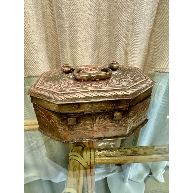 Antique Copper Inkwells Box For Sale - Image 4 of 8