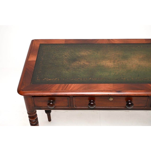Wood Antique Early Victorian Leather Top Writing Table, 1830s For Sale - Image 7 of 11