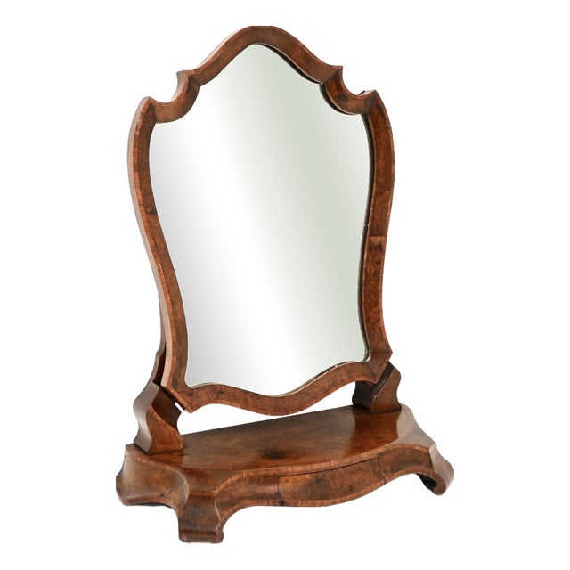 Antique Victorian Burr Walnut Vanity Mirror, 1860 For Sale