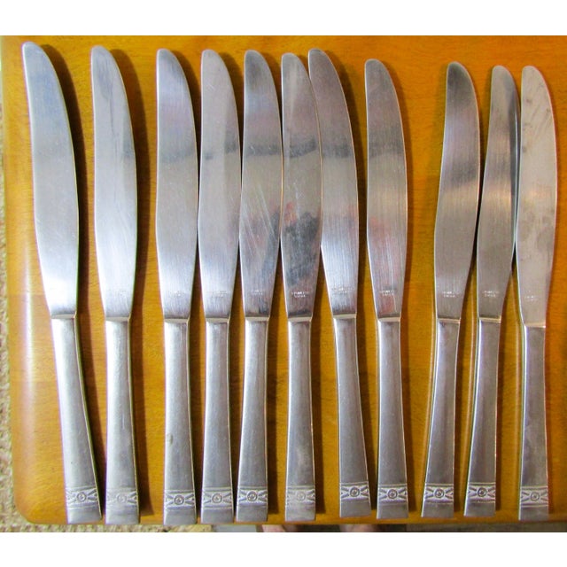 Vintage Stainless Steel Flatware Set Xo Design 108 Piece 12 Place Setting For Sale - Image 10 of 12