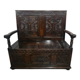 Antique Oak Hall Settle, 1700 For Sale