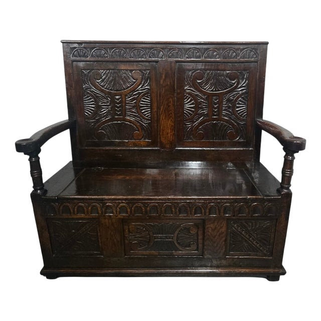 Antique Oak Hall Settle, 1700 For Sale