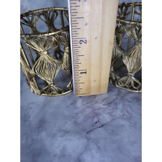 Brass Brass Brutalist Wire Candle Holders For Sale - Image 8 of 9