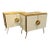 Pair of Murano White Glass and Brass Side Tables For Sale