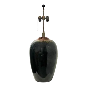 Late 19th Century Large Antique Chinese Blue Flambé Porcelain Lamp