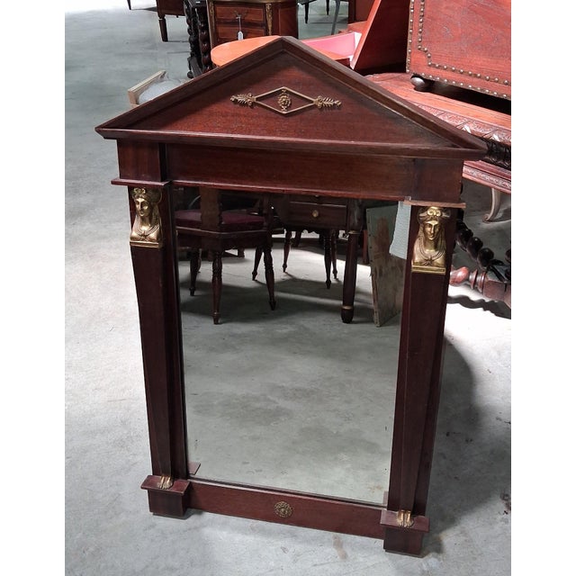 19th Century Empire Mirror with Triangular Pediment For Sale - Image 5 of 9