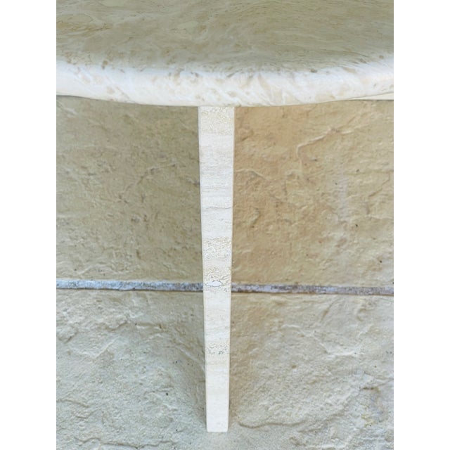 Vintage Half-Moon Travertine Side Table, 1980s For Sale - Image 12 of 18