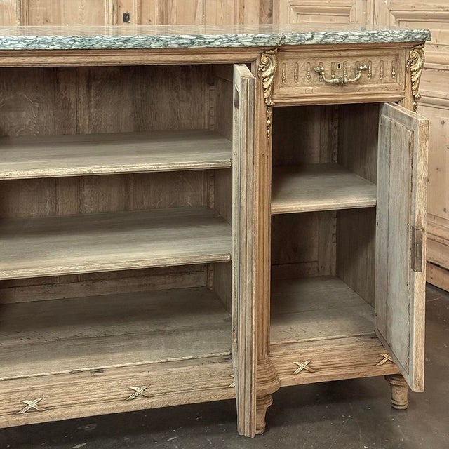 19th Century Louis XVI Stripped Oak and Ormolu Marble Top Buffet For Sale - Image 15 of 18