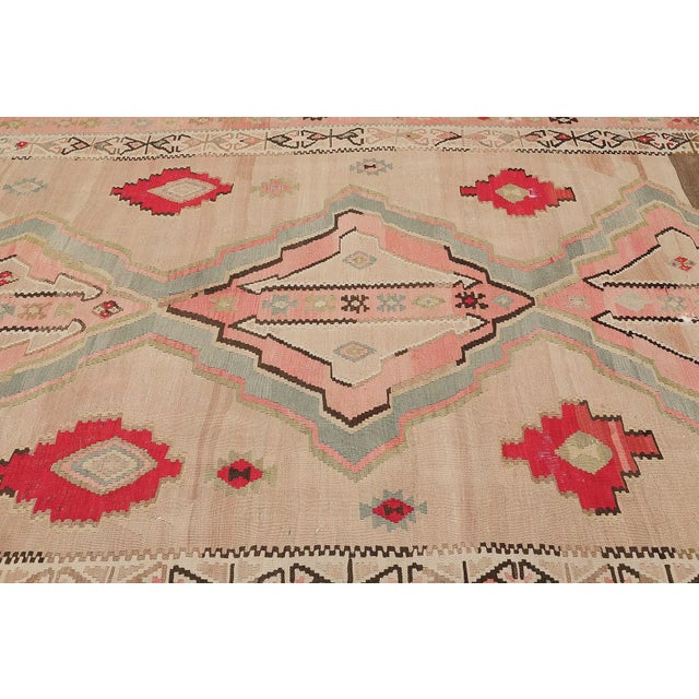 Mid 20th Century Faded Vintage Large Turkish Kilim Rug For Sale - Image 4 of 7