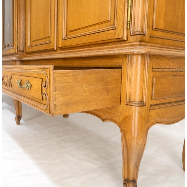 Brown Carved Oak Oversize 5 Doors Long Credenza Cabinet Sideboard w/ Shelves Drawer For Sale - Image 8 of 17