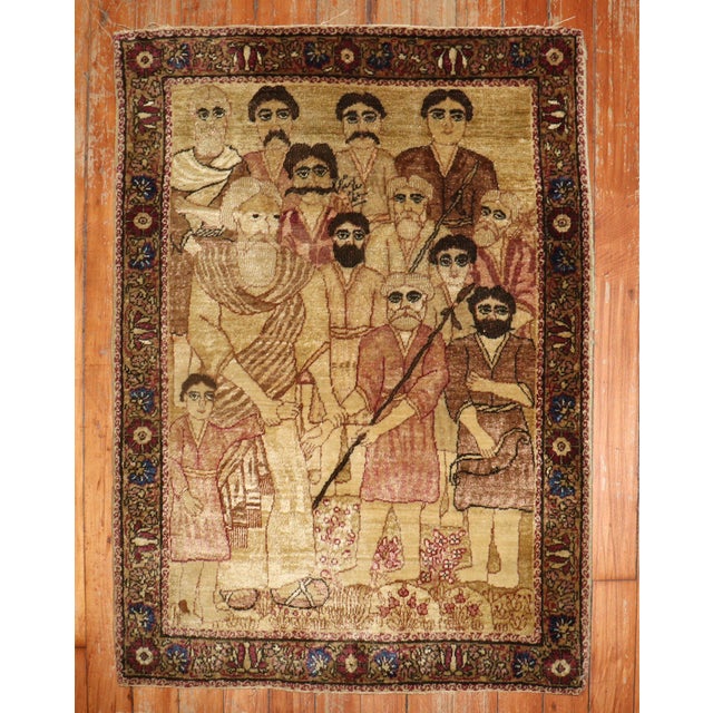 Late 19th Century Biblical Antique Zabihi Collection Lavar Kerman Rug - 1'11" x 2'8" For Sale - Image 4 of 11