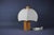 - mid-century table lamp in czechoslovakia, 1980's - made of wood and fabric, - shows signs of wear and age (scratches,...