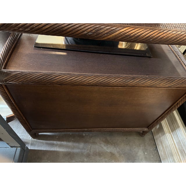 1980s Natural Twisted Wicker Side Table For Sale - Image 5 of 6