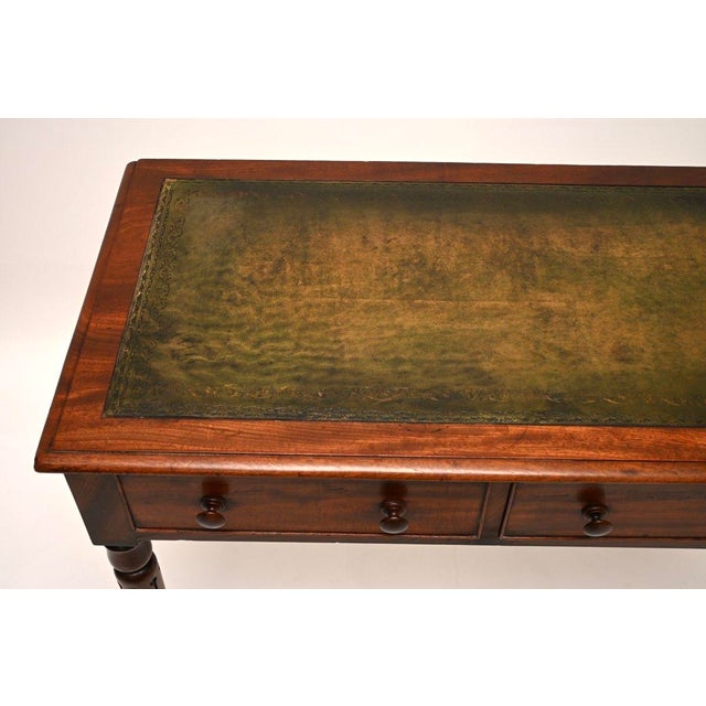 Wood Antique William IV Leather Top Writing Table, 1830 For Sale - Image 7 of 11