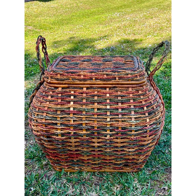 Large Snake Charmer Style Storage Basket With Handles For Sale In West Palm - Image 6 of 10