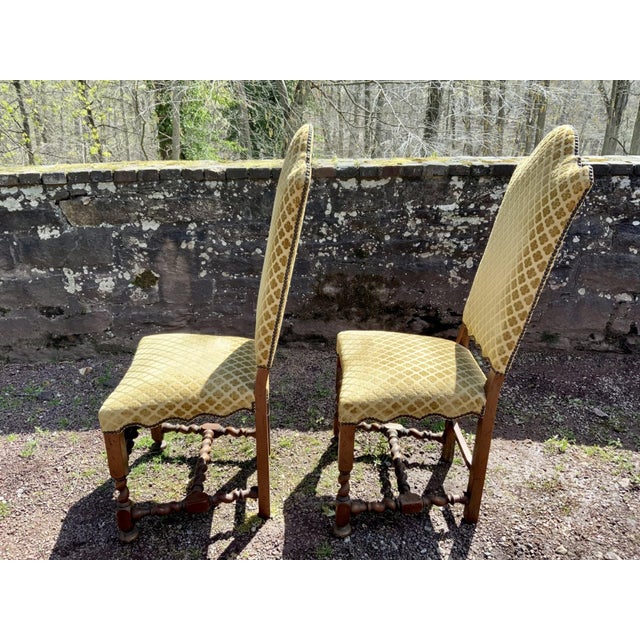Wood Vintage Jacobean Style Dining Side Chairs—Set of Six For Sale - Image 7 of 11