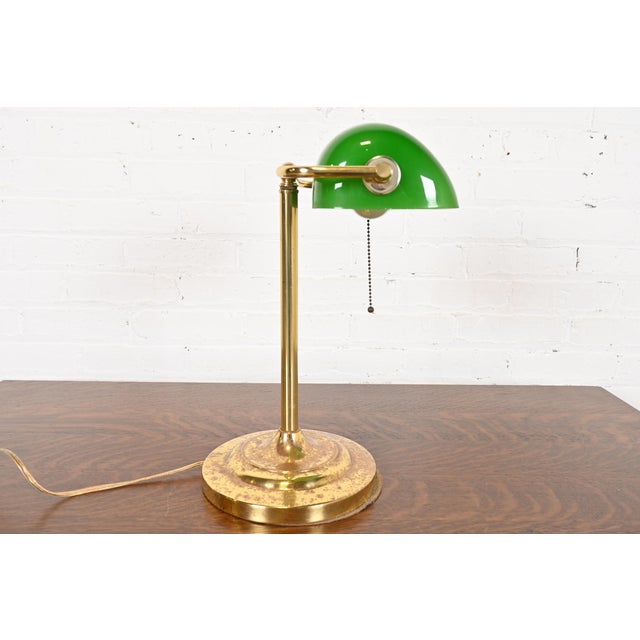 Art Deco Vintage Art Deco Brass Banker's Desk Lamp For Sale - Image 3 of 10