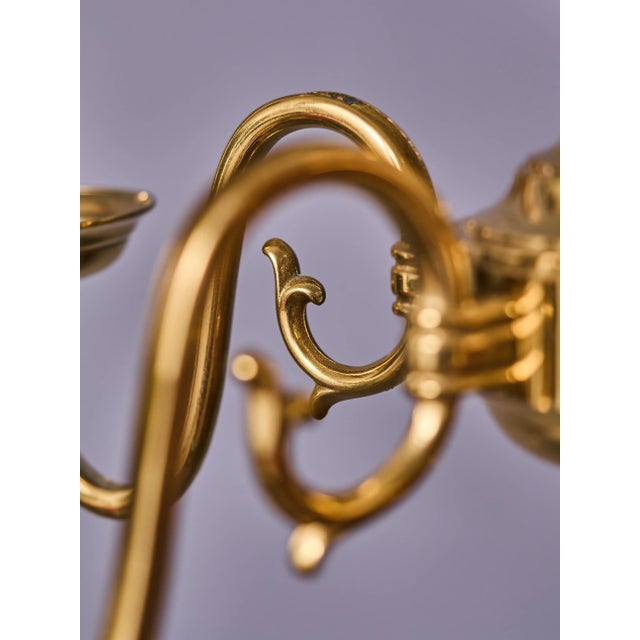 Gold Vintage Brass Five-Arm Chandelier For Sale - Image 8 of 10