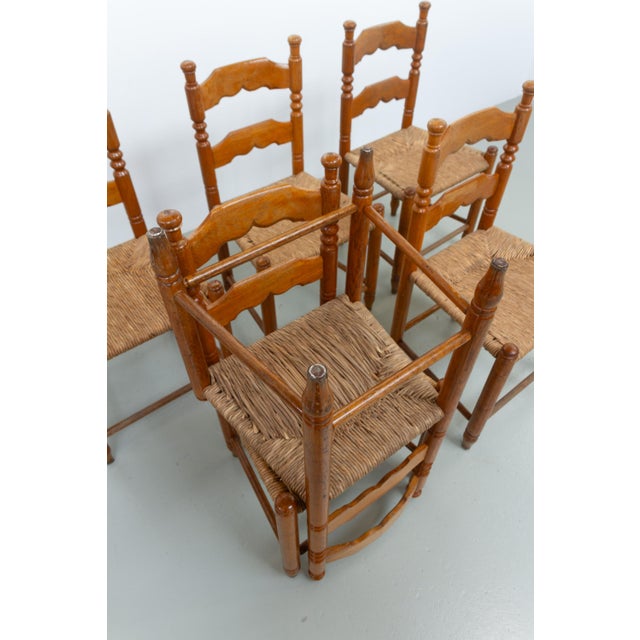 Danish Oak Chairs with Rush Seats in Seagrass by Hans Dau, 1940s, Set of 6 For Sale - Image 16 of 18
