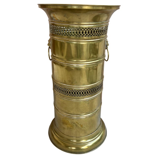 20th Century Round Brass Umbrella Stand For Sale - Image 15 of 18