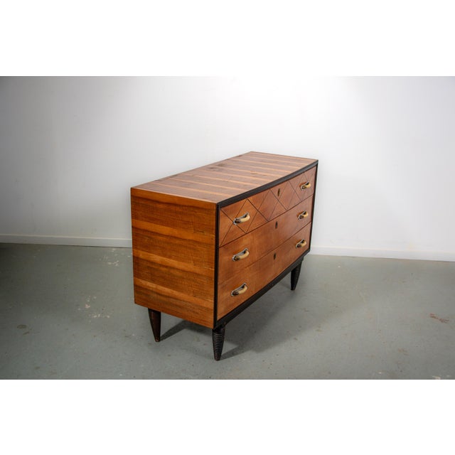Italian Chest of Drawers in Teak with Faux Bone Handles, 1940 For Sale - Image 6 of 18