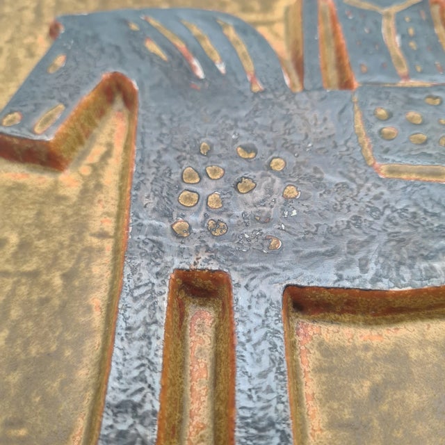 Gold Ceramic Wall Relief by Börje Skohg for Gustavsberg, Sweden, 1960s For Sale - Image 8 of 9