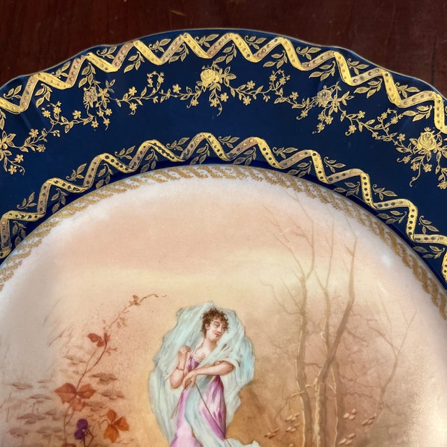Ceramic Haviland Limoges Cabinet Portrait Plate Features Cobalt & Gold # 1 of 2 For Sale - Image 7 of 11