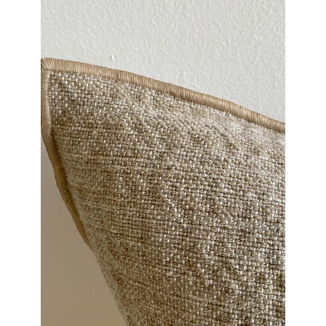 Custom linen and jute blend accent pillow with down insert Color: natural A medium flax natural colored nubby textured,...