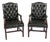 Vintage English Green Gainsborough Leather Desk Chairs, Set of 2 For Sale