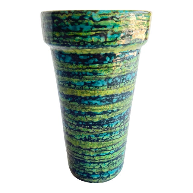 Vintage Italian Drip Glaze Pottery Vase – Mid-Century Modern Ceramic For Sale