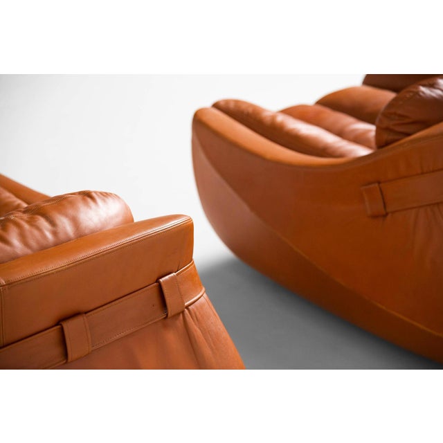 Absolutely stunning shaped low 'Carrera' lounge chairs designed by Giorgio Decurso; Jonathan De Pas; Donato D'Urbino e...