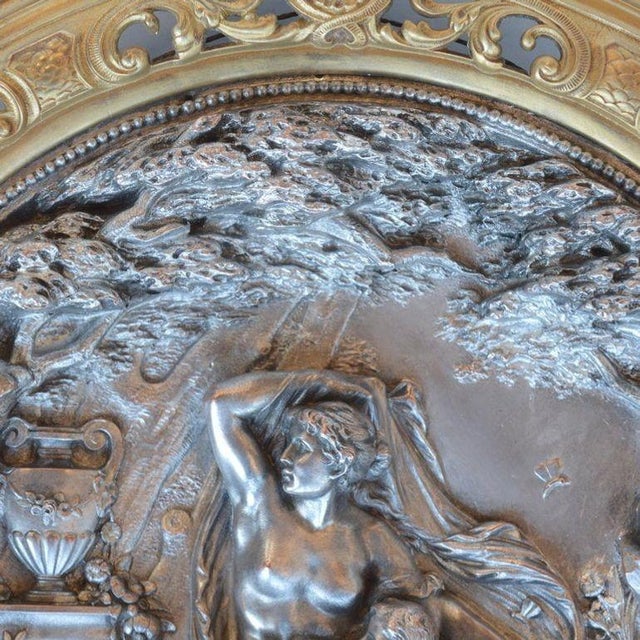 Metal Pair of Italian Deep Relief Figural Metal Wall Plaques, Late 19th Century. For Sale - Image 7 of 12