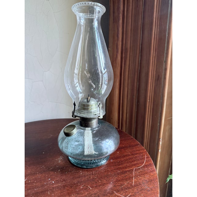 Victorian Vintage Mid-Century 1960s Chamber Style Oil Lamp Hurricane Lamp For Sale - Image 3 of 13