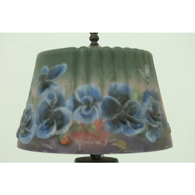Approx: 15 Years Old Artist Signed High Quality High Quality Reproduction Lamp Reverse Hand Painted Shade Un-Marked As To...