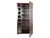 This bookcase or vitrine cabinet is made from a wooden structure with a grid design front side. It features a unique door...