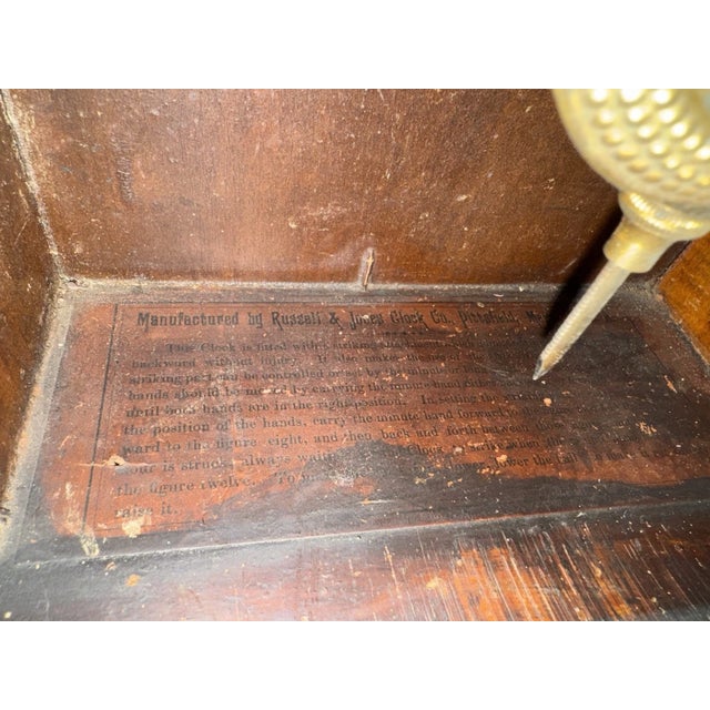 Antique Russell & Jones Parlor Mantel Clock With Alarm- “Chicago” Model For Sale - Image 10 of 11
