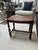 1920s Berkey & Gay Jacobean Revival Burl Walnut Kneehole Desk/Vanity With Glass Top & Stool, Vintage, Maker's Mark For Sale - Image 14 of 16