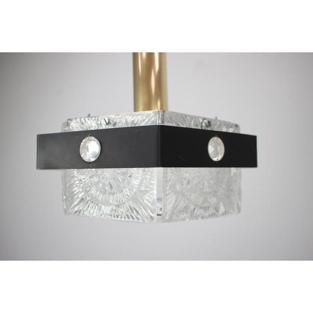 Czechoslovak Cut Glass and Chrome Pendant Light from Kamenický Šenov, 1970s For Sale - Image 6 of 14