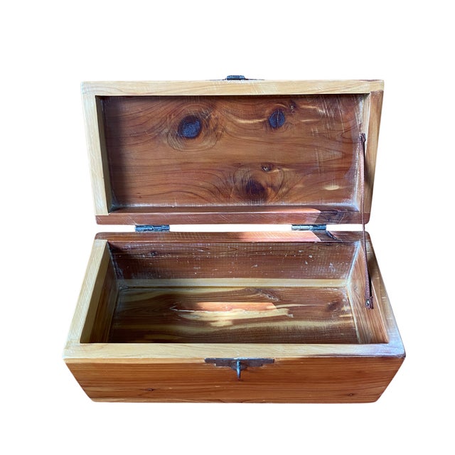 Farmhouse Vintage Cedar Wooden Keepsake Chest With Locking Latch, 8" For Sale - Image 3 of 7