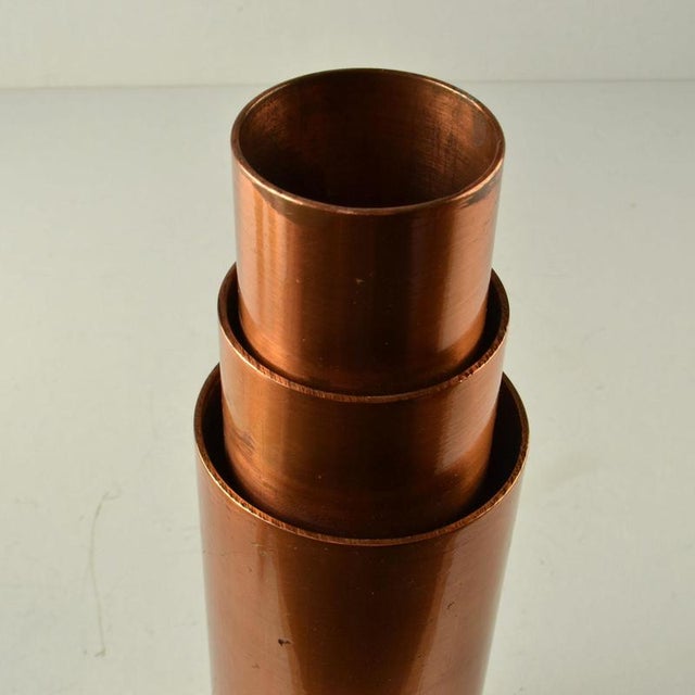 Sculptural Brass Cylinder Vases, Germany, 1970s, Set of 3 For Sale - Image 10 of 13