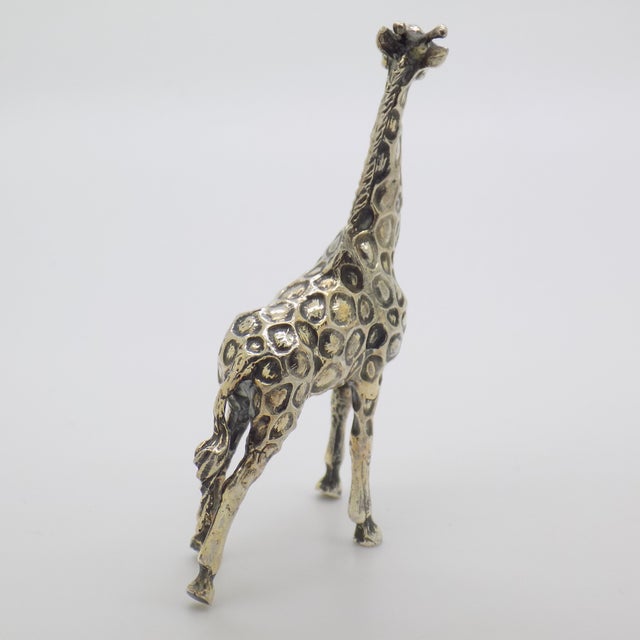 Metal Vintage Italian Handmade Silver Giraffe Figurine, 1970s For Sale - Image 7 of 11