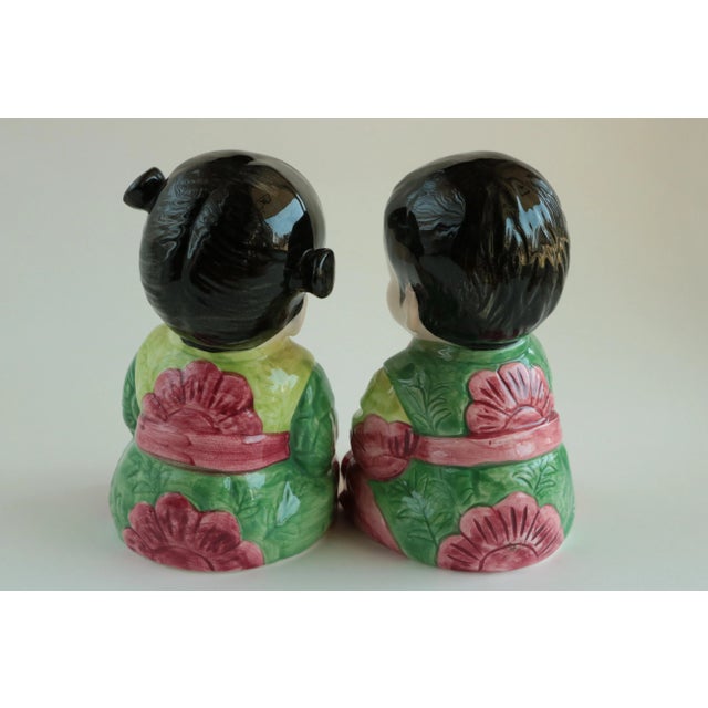Late 20th Century Vintage Chinese Porcelain Children - Famille Rose Boy & Girl For Sale - Image 5 of 8