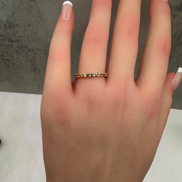 Yellow Sapphire Full Eternity Ring in 14kt Yellow Gold - 1.4ctw, Size 6.5 For Sale - Image 4 of 5