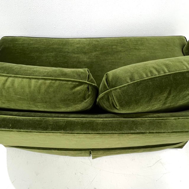1960s Green Schumacher Velvet Curved Loveseat For Sale - Image 9 of 15