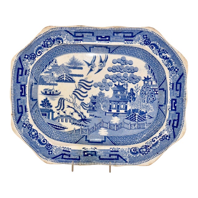 19th Century Blue Willow Platter For Sale
